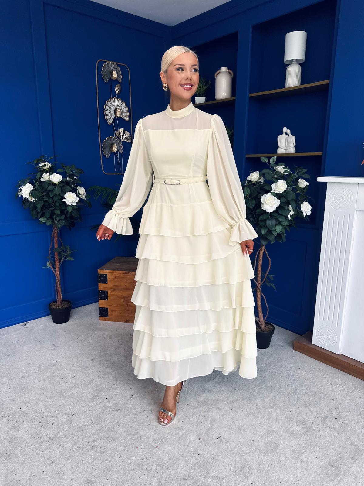 Rosie Layered Occasion Dress Yellow