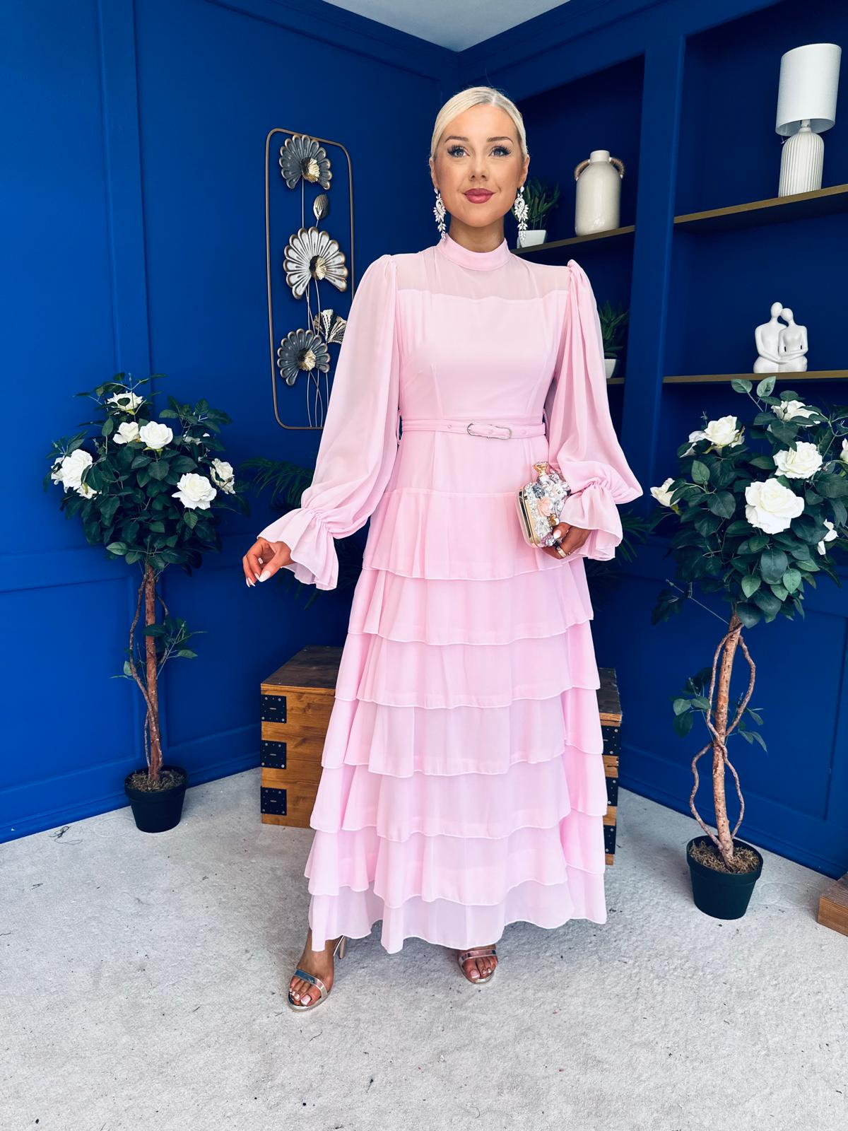 Rosie Layered Occasion Dress Pink