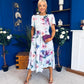 Elowin Short Sleeve Skater Midi Dress Floral Blue