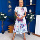 Elowin Short Sleeve Skater Midi Dress Floral Blue