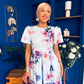 Elowin Short Sleeve Skater Midi Dress Floral Blue