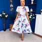 Elowin Short Sleeve Skater Midi Dress Floral Blue