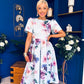 Elowin Short Sleeve Skater Midi Dress Floral Blue
