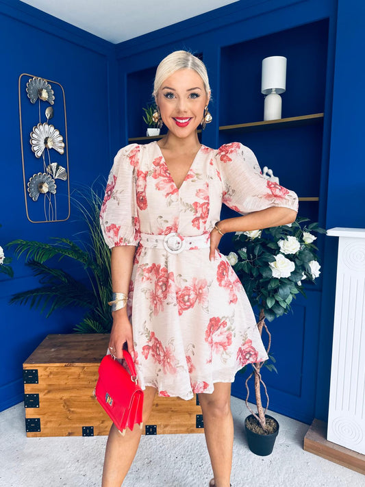 Indianna Belted Mini Dress Floral