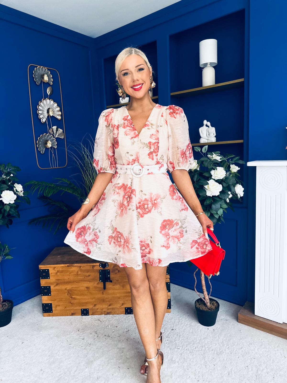 Indianna Belted Mini Dress Floral