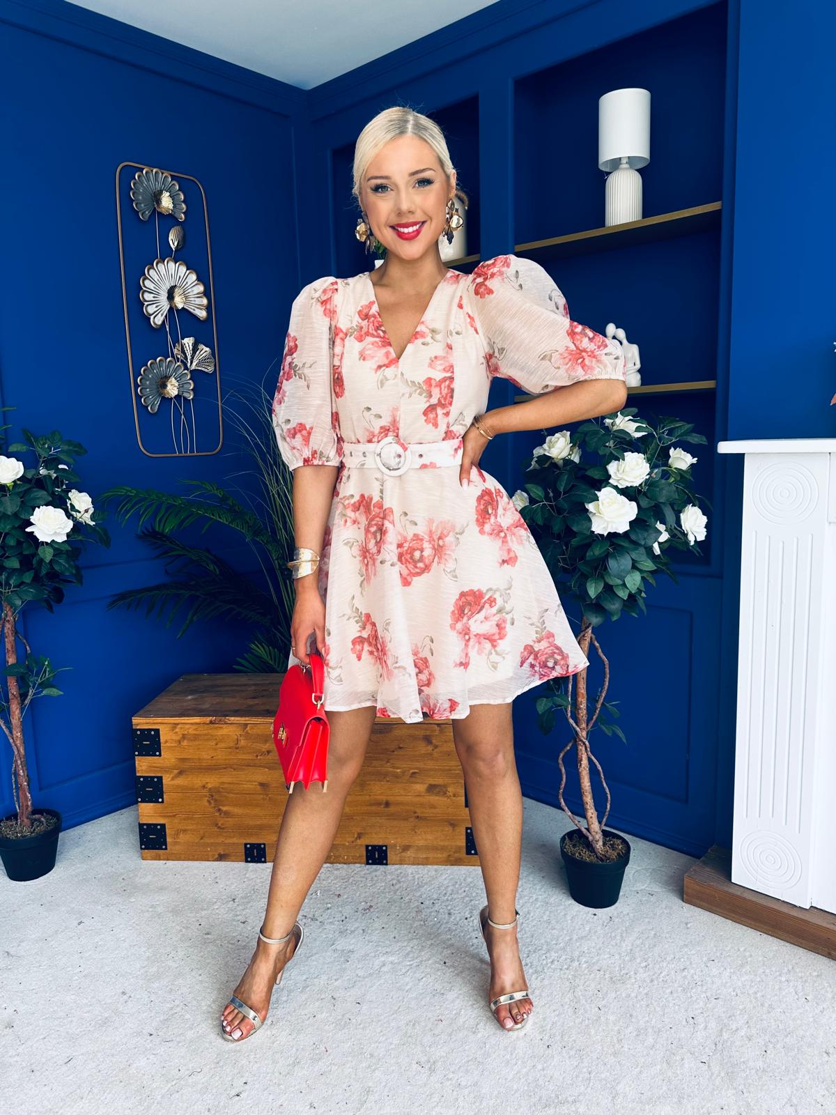 Indianna Belted Mini Dress Floral