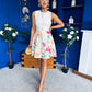 Tabea Belted Mini Dress Floral Cream