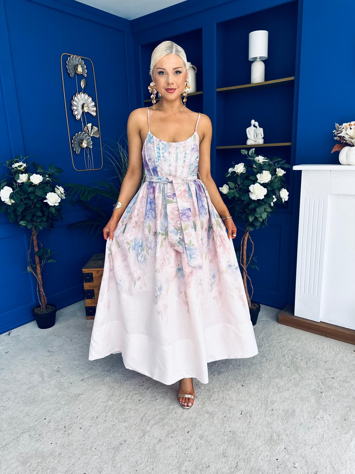 Jen Strappy Occasion Dress Floral Ivory