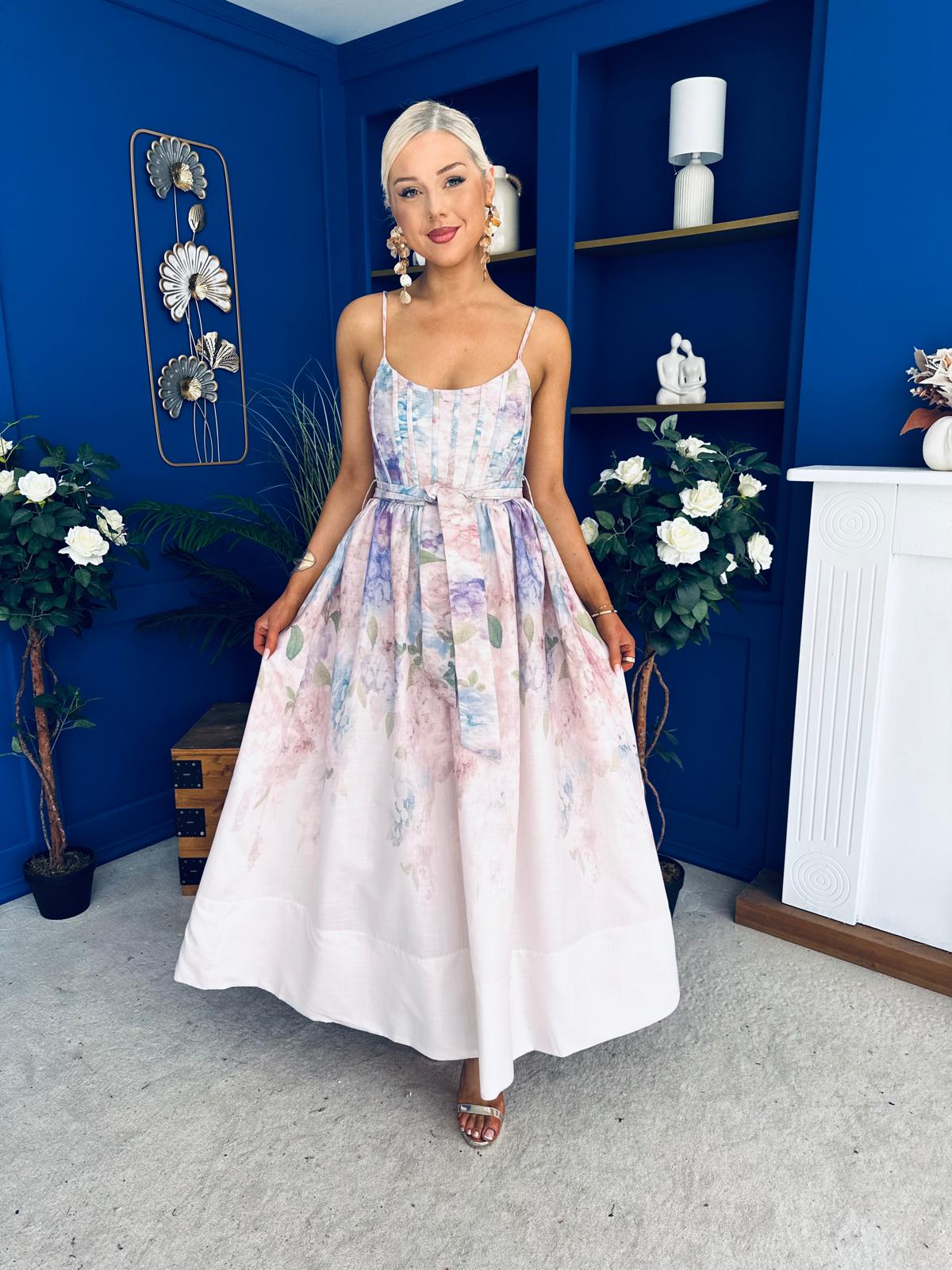 Jen Strappy Occasion Dress Floral Ivory