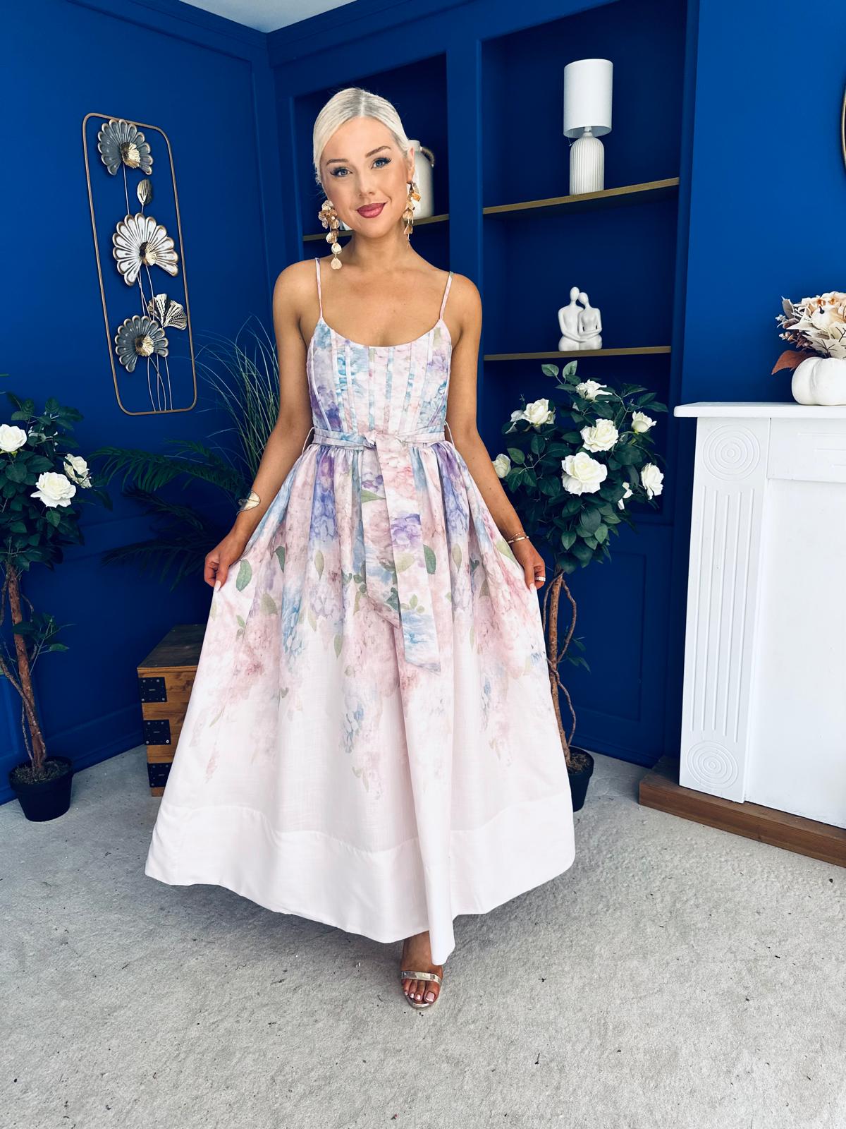 Jen Strappy Occasion Dress Floral Ivory