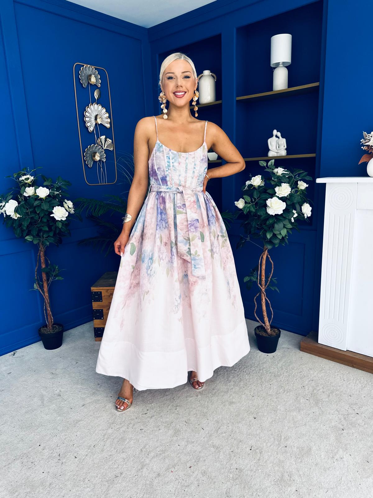 Jen Strappy Occasion Dress Floral Ivory