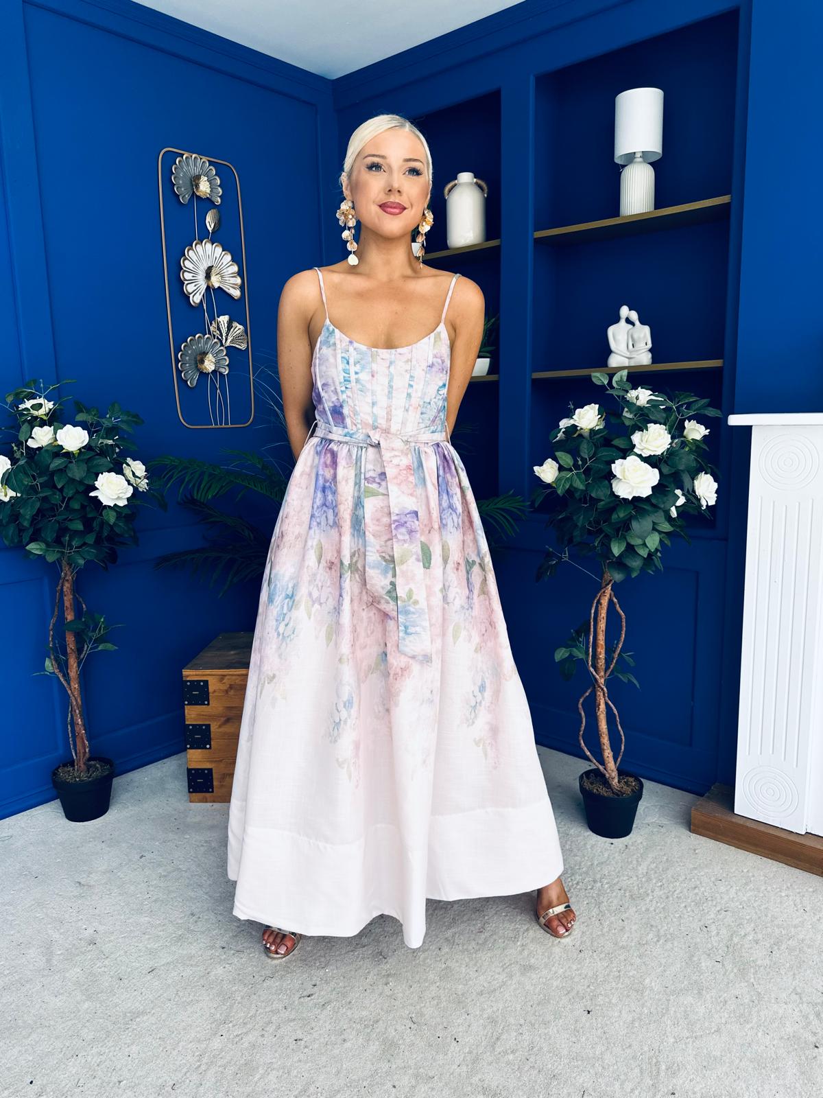 Jen Strappy Occasion Dress Floral Ivory