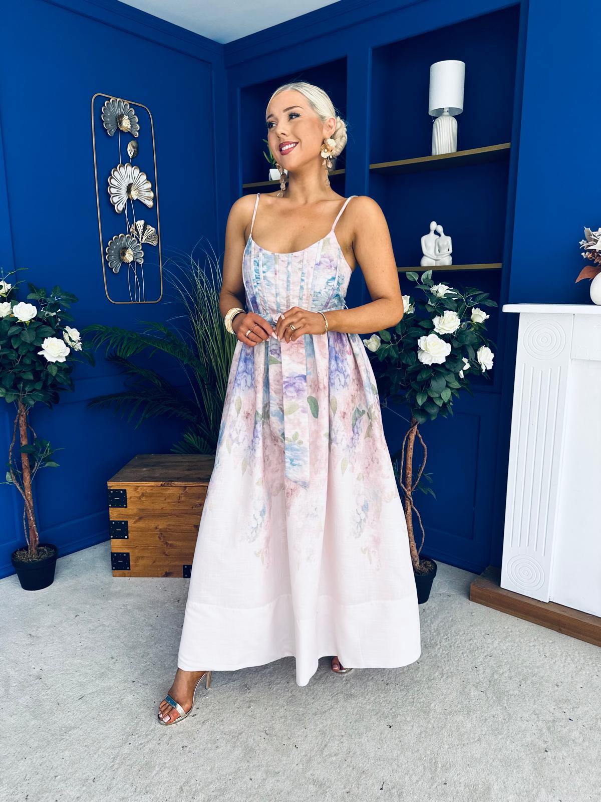 Jen Strappy Occasion Dress Floral Ivory