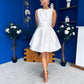 Freesia Boat Neck Structured Mini Dress Ivory