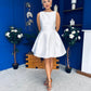 Freesia Boat Neck Structured Mini Dress Ivory