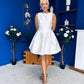 Freesia Boat Neck Structured Mini Dress Ivory