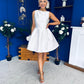 Freesia Boat Neck Structured Mini Dress Ivory