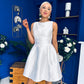 Freesia Boat Neck Structured Mini Dress Ivory