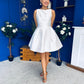 Freesia Boat Neck Structured Mini Dress Ivory