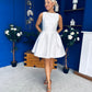 Freesia Boat Neck Structured Mini Dress Ivory