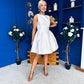 Freesia Boat Neck Structured Mini Dress Ivory