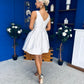 Freesia Boat Neck Structured Mini Dress Ivory