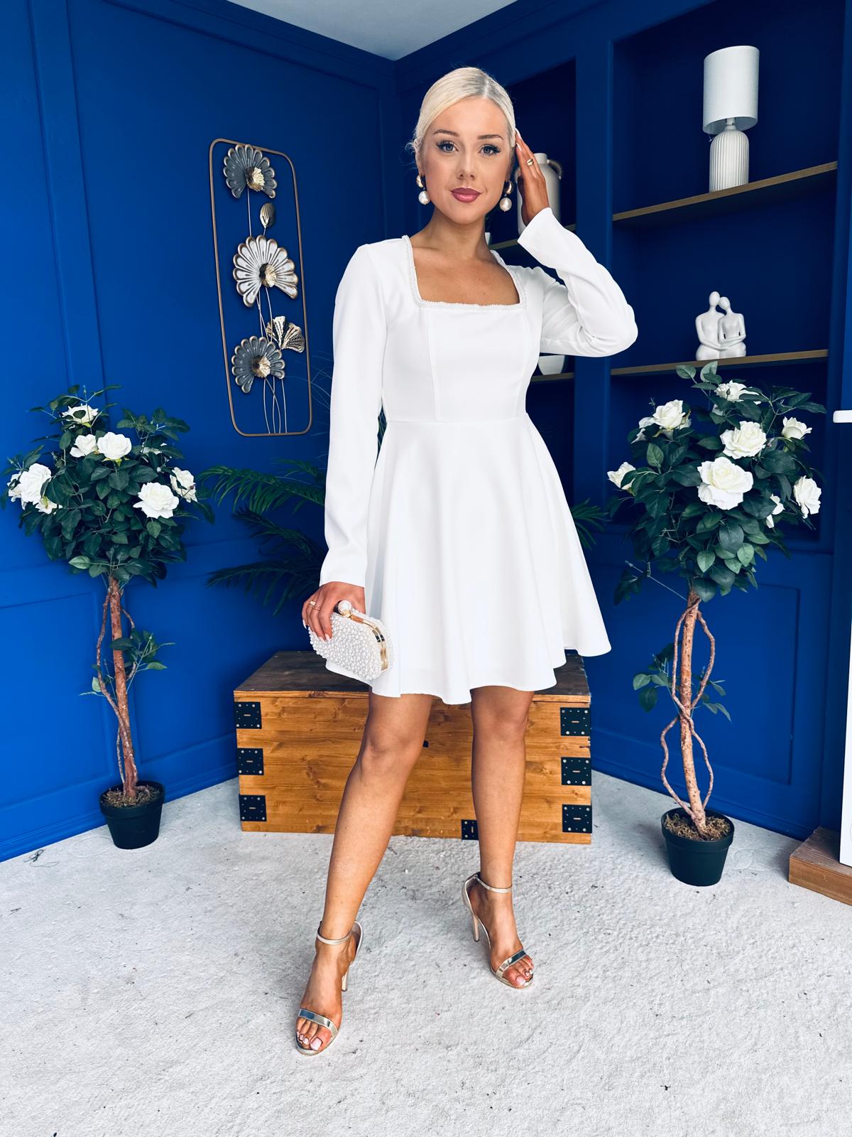 Kathryn Square Neck Mini Dress White