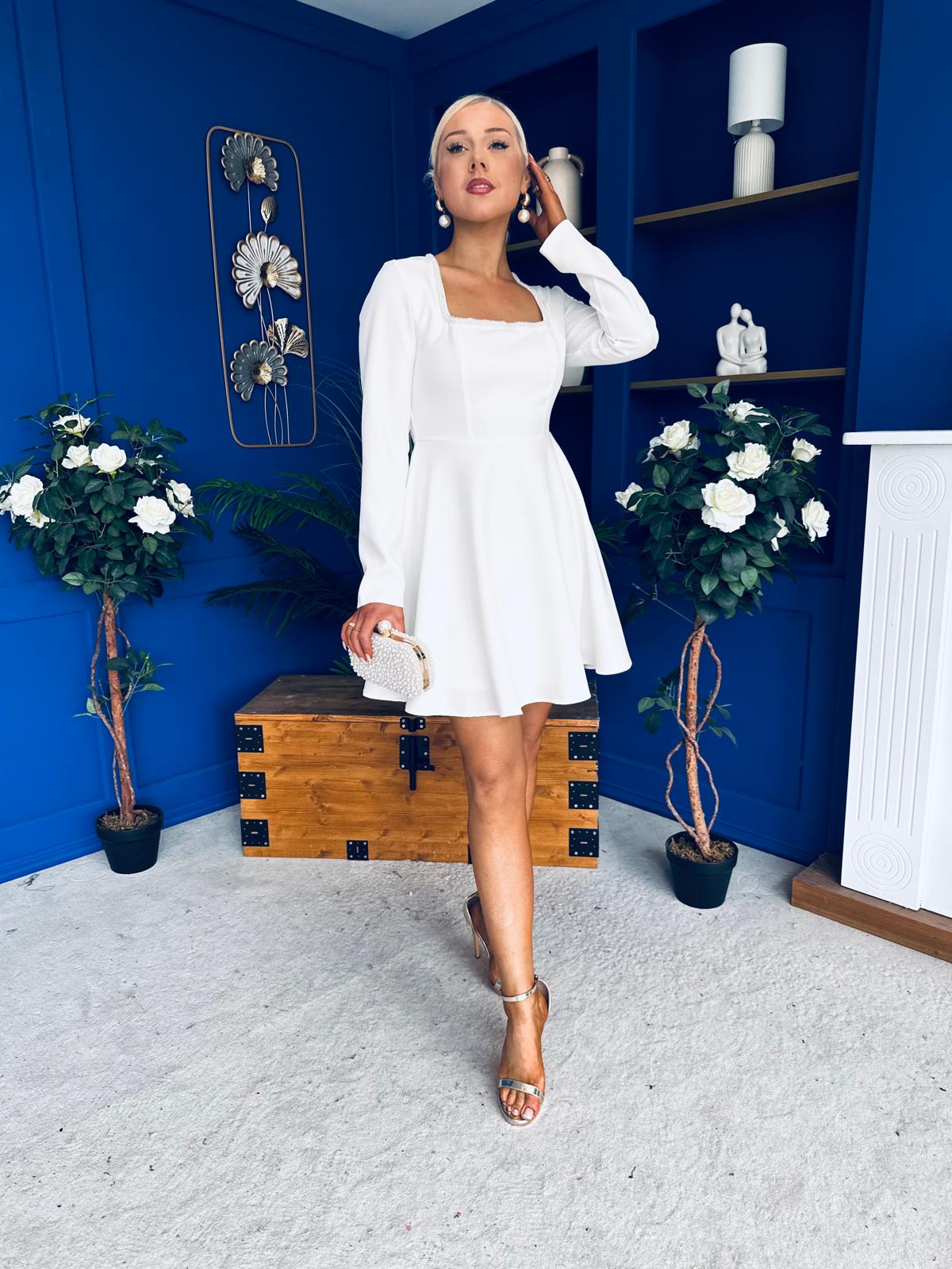 Kathryn Square Neck Mini Dress White