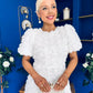 Pippa 3D Floral Occasion Dress White