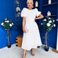 Pippa 3D Floral Occasion Dress White