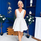Cynthia V Neck Skater Skater Mini Dress Ivory