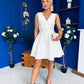 Cynthia V Neck Skater Skater Mini Dress Ivory