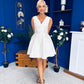 Cynthia V Neck Skater Skater Mini Dress Ivory