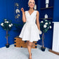 Cynthia V Neck Skater Skater Mini Dress Ivory