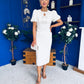 Emma Cut Out Bow Midi Dress White