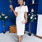 Emma Cut Out Bow Midi Dress White