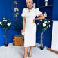 Emma Cut Out Bow Midi Dress White