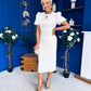 Emma Cut Out Bow Midi Dress White