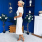 Emma Cut Out Bow Midi Dress White