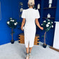 Emma Cut Out Bow Midi Dress White