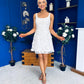 Celeste 3D Floral Square Neck Mini Dress Ivory
