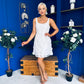Celeste 3D Floral Square Neck Mini Dress Ivory