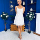Celeste 3D Floral Square Neck Mini Dress Ivory