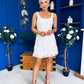 Celeste 3D Floral Square Neck Mini Dress Ivory