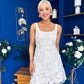 Celeste 3D Floral Square Neck Mini Dress Ivory