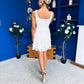 Celeste 3D Floral Square Neck Mini Dress Ivory