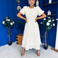 Pippa 3D Floral Occasion Dress Cream