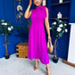 Joanna High Neck Bow Detail Midi Dress Orchid