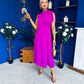 Joanna High Neck Bow Detail Midi Dress Orchid