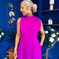 Joanna High Neck Bow Detail Midi Dress Orchid
